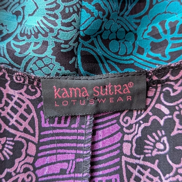 VTG 80s Kama Sutra Lotus Wear Boho Oversized Kimono Cocoon Wrap Size Small - Picture 2 of 6